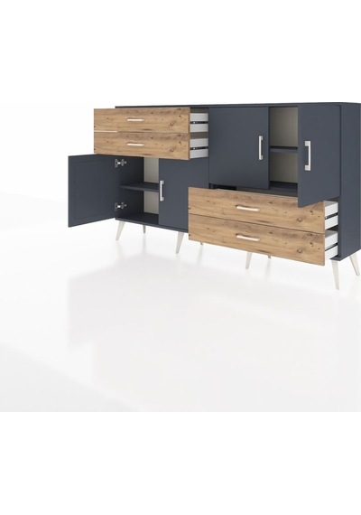 Arges Konsol 3 Raflı 4 Çekmeceli 4 Kapaklı 176x30x99 Antrasit-ant Antrasit-antrasit/çam Arges Konsol 3 Raflı 4 Çekmeceli 4 Kapaklı 176x30x99 Antrasit-ant Antrasit-antrasit/çam