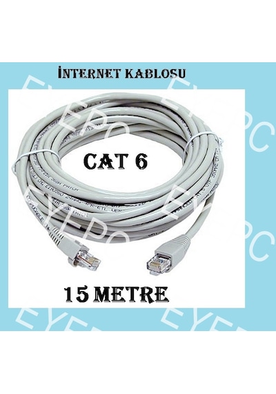 EYEPC Cat6 Kalın Bakır Internet Kablo 15 Metre Patch Kablo