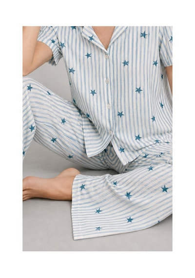 Fit Women Kadın Kısa Kollu Rahat Mavi Pijama Takımı 4728