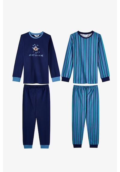 Penti Erkek Çocuk Mavi Rockstar Capy Pamuklu Uzun Kollu 2li Pijama Takımı