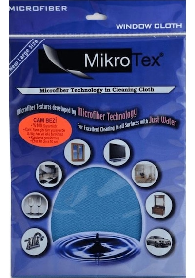 Mikrotex Mikrofiber Cam Bezi 4 Adet Mavi 40 x 50 CM