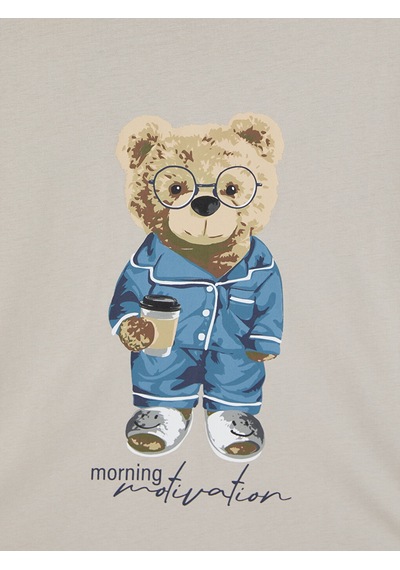 Lc Waikiki Lc Waıkıkı Bej Regular Fit Teddy Baskılı Erkek Pijama Takım
