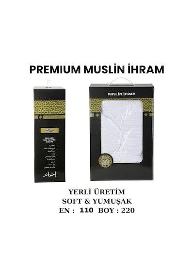 Premium Müslin Kumaş İhram Ve 5 Parça İhram Umre Hac Seti Beyaz