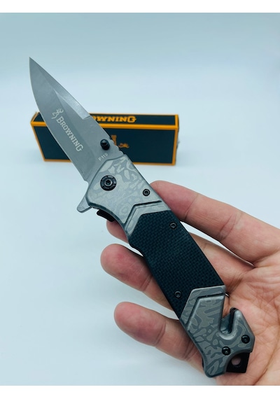 Browning Kamp Marka F119 Metal Kasa Yarıotomatik Kutusunda //22cm Gümüş - Siyah