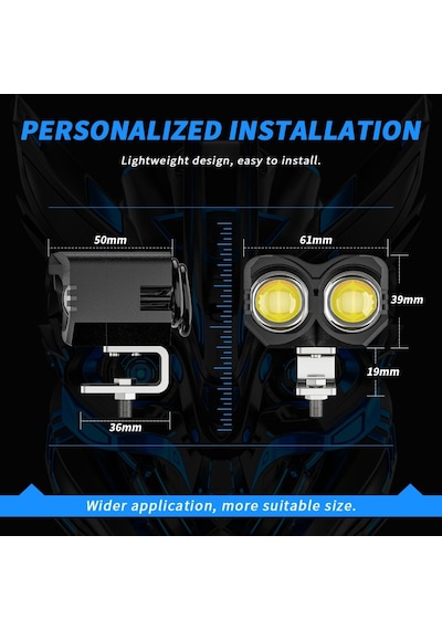 Yeni Nesil Motosiklet Led Sis Farı -mod Seçenekli Beyaz + Sarı