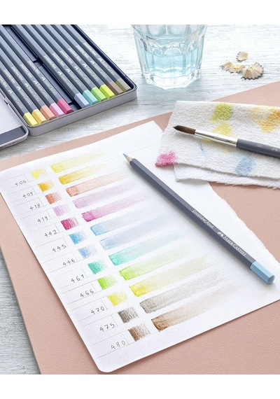 Tr Goldfaber Aqua Boya Kalemi 12'li Pastel Renkler, Yüksek Pigmentli, Suya Dayanıklı, Kolay Açılabilir, Metal Kutul Genel