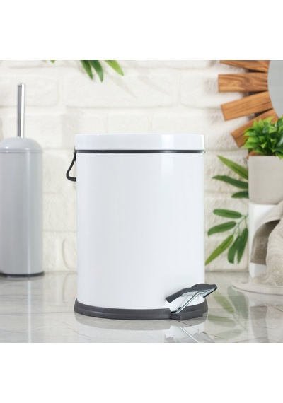 Bath Pedallı Çöp Kovası - Beyaz - 5 Lt Çok Renkli