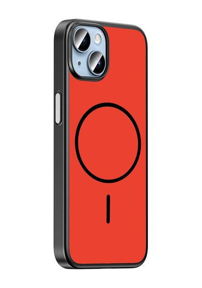 iPhone 13 Kılıf M-safe Şarj Özellikli Zore Lora Pc Kapak - Kırmızı-gri