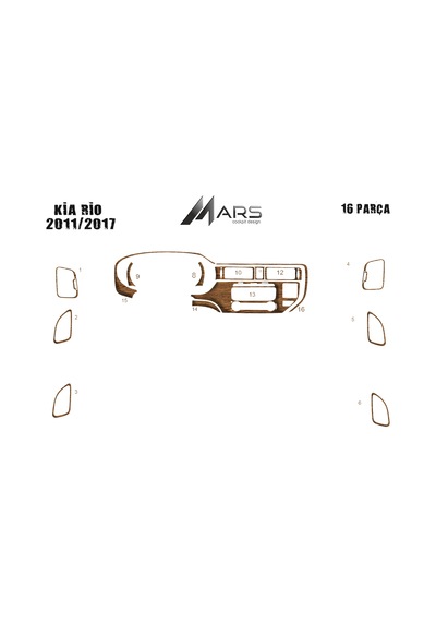Kia Rio Konsol Kaplama 2011-2017 Açık Meşe