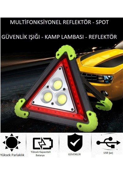 Reflektör 3 Ledli Güneş Enerjili - Kamp Feneri - Işıldak - Power