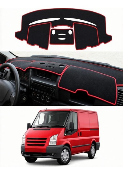 Ford - Transit 2000-2013 2 Uyumlu Torpido Koruma Kılıfı - Kırmızı Şeritli