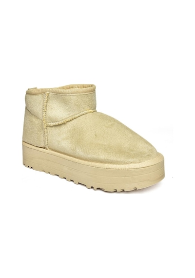 Fox Shoes R612033402 İçi Tüylü Kalın Tabanlı Yarım Süet Kadın Bot Bej