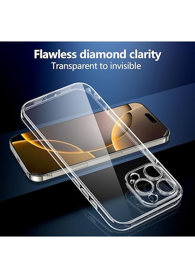 Apple Uyumlu iPhone Uyumlu 16 Pro Kılıf Korumalı Şeffaf Silikon +ekran Koruma Cam Set -
