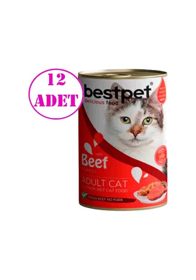 Bestpet Sığır Etli Jöleli Konserve Yetişkin Kedi Maması 12 x 400 G