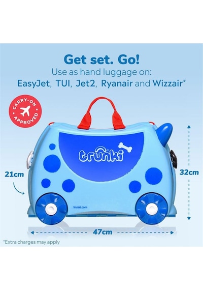 Trunki Köpek Dougie Dog Binilen Ve Sürülen Çocuk Bavulu Mavi