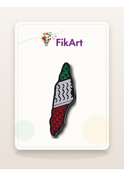 Fikart Filistin Haritası Kefiye Desenli Broş Çok Renkli