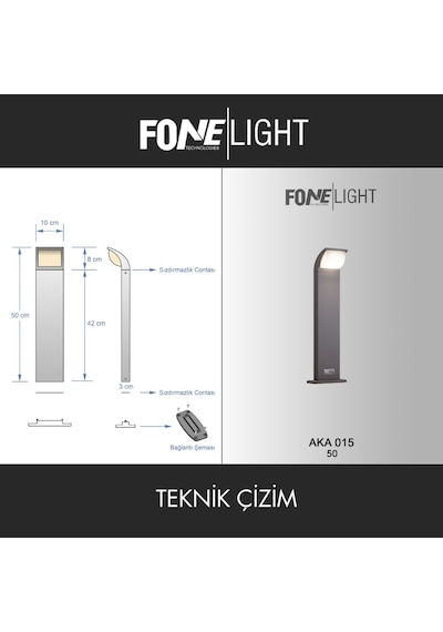 Fonelight Naja 50 Cm Led Bahçe Bollard Aydınlatma Direği Antrasit Alüminyum Ip65 Peyzaj Yürüyüş Yolu Aydınlatması 9w 3000k