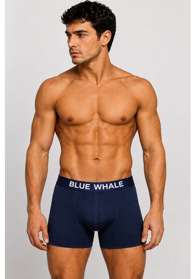 Blue Whale Organik Pamuklu Likralı Ultra Rahat Erkek Boxer Lacivert