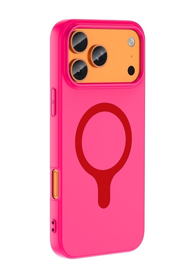 Apple İphone 17 Pro Max Kılıf M-safe Şarj Özellikli Zore Aris Silikon Kapak Koyu Pembe