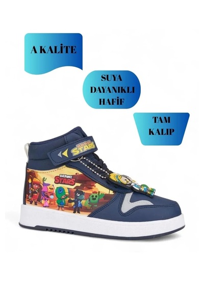 Nese Shoes Stars Baskılı Erkek Çocuk Spor Ayakkabısı, Sneaker Lacivert