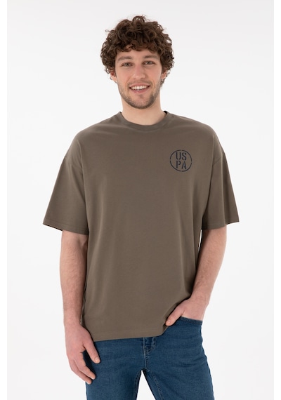 U.S. Polo Assn. Erkek Oversize Fit Bisiklet Yaka Vizon Tişört 50305904-VR052