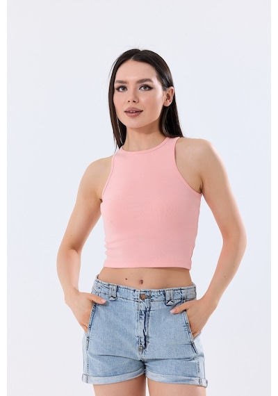5'li Kadın Pamuklu Likralı Ribana Fitilli Crop Atlet Tişört 27120 Bej 5'li Kadın Pamuklu Likralı Ribana Fitilli Crop Atlet Tişört 27120 Bej