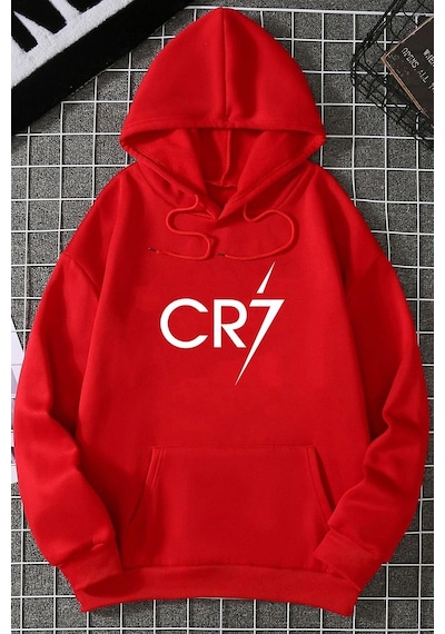 Cr7 Baskılı Sweatshirt Kırmızı