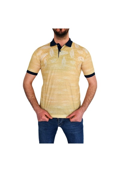 Çizgi Triko Erkek Polo Yaka Palmiye Tshirt 3514