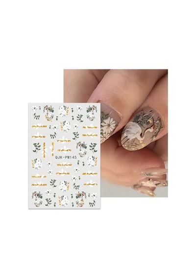 Nailist Floral Çiçekli Seri - Altın Yaldızlı Yapışkan Tırnak Sticker Nail Art Tırnak Dövmesi 50270817