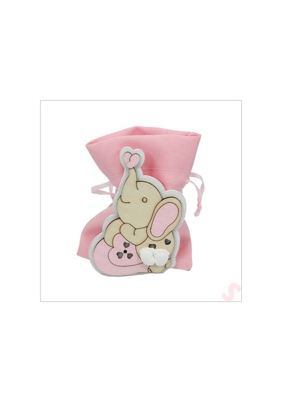 Ahşap Standlı 10cm X 8cm Kese, Fil Pembe - 1 Adet Renkli Çok Renkli