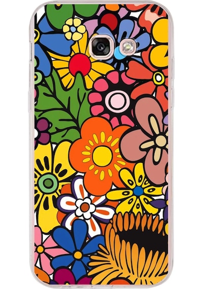 Samsung Galaxy A5 2017 İle Uyumlu 1mm Slim Fit Retro Colors 2 Baskılı Şeffaf Kılıf Şeffaf