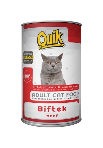 Quik Biftekli Konserve Yetişkin Kedi Maması 415 G