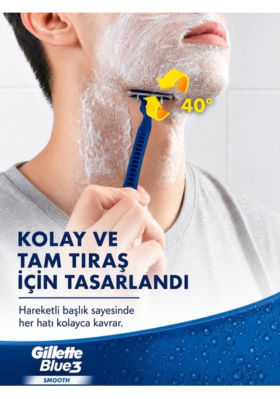 Gillette Blue3 Smooth Kullan At Tıraş Bıçağı 6 Adet, 3 Bıçaklı Erkek Tıraş Bıçağı