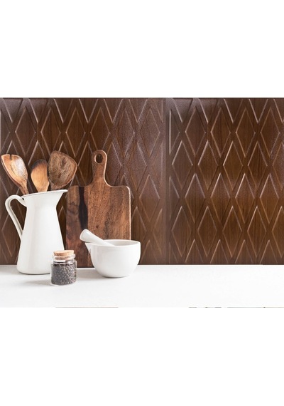 3 Boyutlu Duvar Paneli Kabartmalı Baklava Desen Pvc 41x41 Cm/ 6 Adet /1 M² Teak