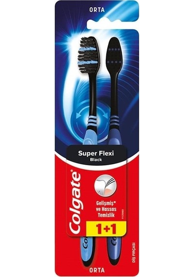 Colgate Süper Flexi Siyah 1+1 Diş Fırçası Orta