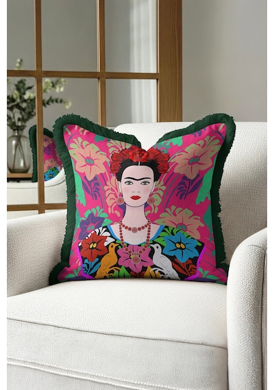 Tropikal Çiçekli Renkli Saçaklı Yastık Kılıfı - Meksika Desenli Boho Yeşil Püsküllü Kırlent Kılıfı Canlı Yosunlu Kehribar Tropikal Çiçekli Renkli Saçaklı Yastık Kılıfı - Meksika Desenli Boho Yeşil Püsküllü Kırlent Kılıfı Canlı Yosunlu Kehribar