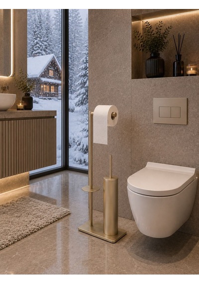 Osmo Akasya Yedekli Kağıtlık Klozet Fırçası Saten Acar 804.10saten 000 Açık Krem