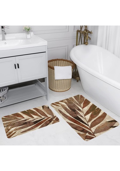 Rovigo Home Baskılı Kaymaz Taban 2 Li Banyo Paspas Takım Rvg5202-100X60-60X50 Çok Renkli