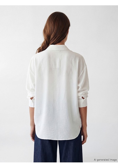 Lcw Modest Ekru Oversize Kadın Gömlek Tunik