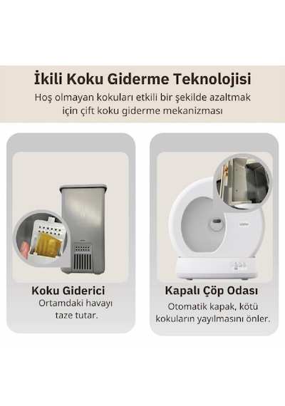Ubpet C10 Pro Kameralı Akıllı Kedi Tuvaleti App Kontrol Akıllı Sensörler Sessiz Çalışma + Koku