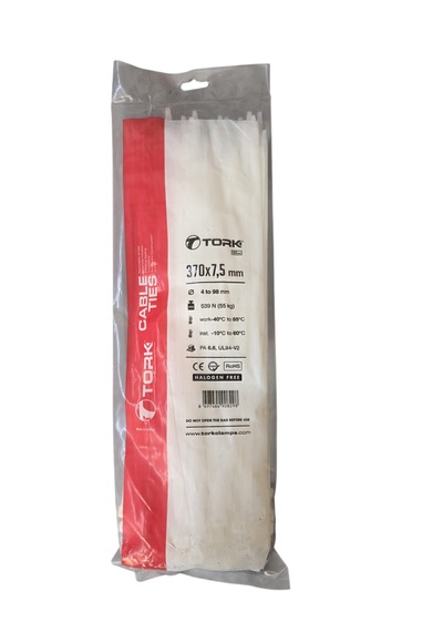 Tork 370x7,5 Mm Plastik Kablo Bağı Beyaz 100 Adet