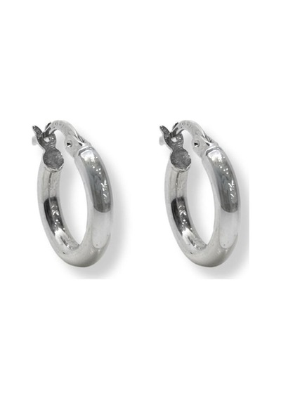 Oya Silver Kalın Gümüş Şarnel Kadın Halka Küpe 1.5x1.5cm