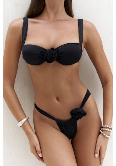 Mai Collection Mai Studios Co. Larasis Çiçek Detaylı Siyah Bikini Altı Siyah