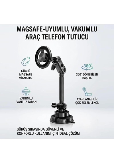 Magsafe İle Uyumlu Araç Telefon Tutucu Sj-t13, Vakumlu Vantuz Taban, 360 Dönebilen Başlık Ve Ayarlanabilir Çok Ek Diğer Magsafe İle Uyumlu Araç Telefon Tutucu Sj-t13, Vakumlu Vantuz Taban, 360 Dönebilen Başlık Ve Ayarlanabilir Çok Ek Diğer