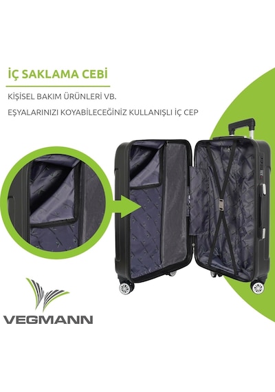 Vegmann Vela Siyah Büyük Boy Valiz
