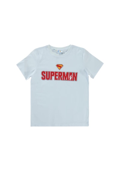 Superman Süperman Baskılı 10-13 Yaş Tişört - Beyaz