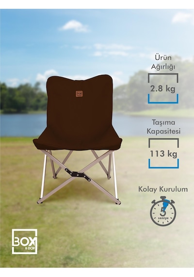 Box&box Alüminyum Katlanabilir Kamp Sandalyesi, Piknik Sandalyesi, Taşıma Çantalı, Kumaş, Kahverengi Box&box Alüminyum Katlanabilir Kamp Sandalyesi, Piknik Sandalyesi, Taşıma Çantalı, Kumaş, Kahverengi