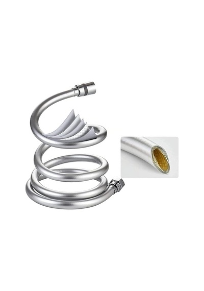 Smartizi Ultra Dayanıklı Gri Duş Spirali 150 Cm - Patlamaya Ve Kırılmaya Karşı Dirençli Esnek Pvc Yapı - Paslanmaz G1/2 Üniversal Bağlantı