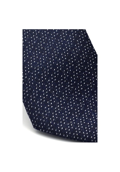 Gaffy Beyaz Kırcıl Desenli Lacivert Dokuma Kumaş Mendilli Slim Fit Kravat // Sdk-2504-2 Lacivert