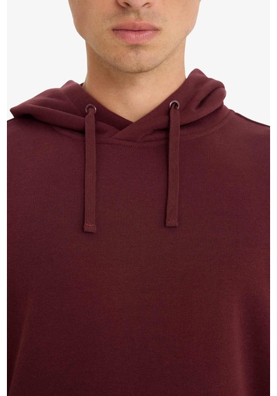 Defacto Regular Fit Kapüşonlu İçi Yumuşak Tüylü Bordo Erkek Sweatshirt X8283az/br230 Bordo